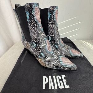 PAIGE Willa Snakeskin Leather Western Boots Women’s 7 Pointed Toe Boho Unique